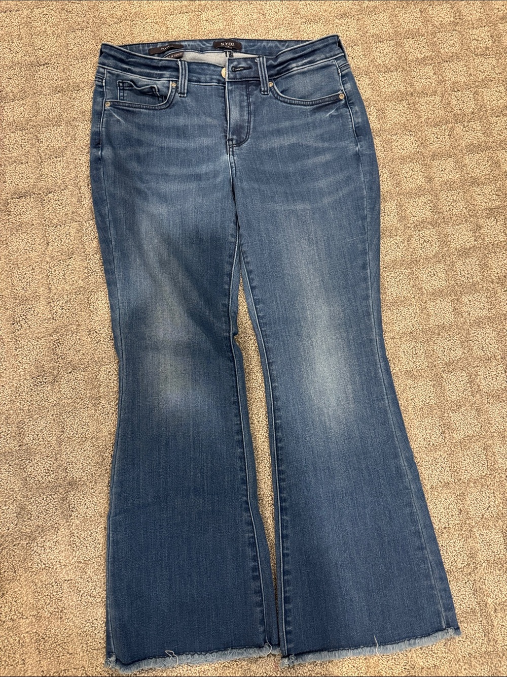 NYDJ Women's Blue Flare Jeans with Raw Hem